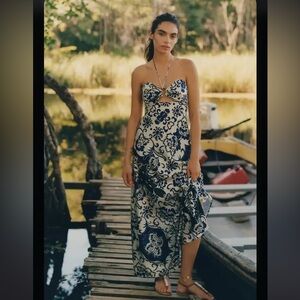 Anthropologie Delfi Collective Printed Halter Maxi Dress